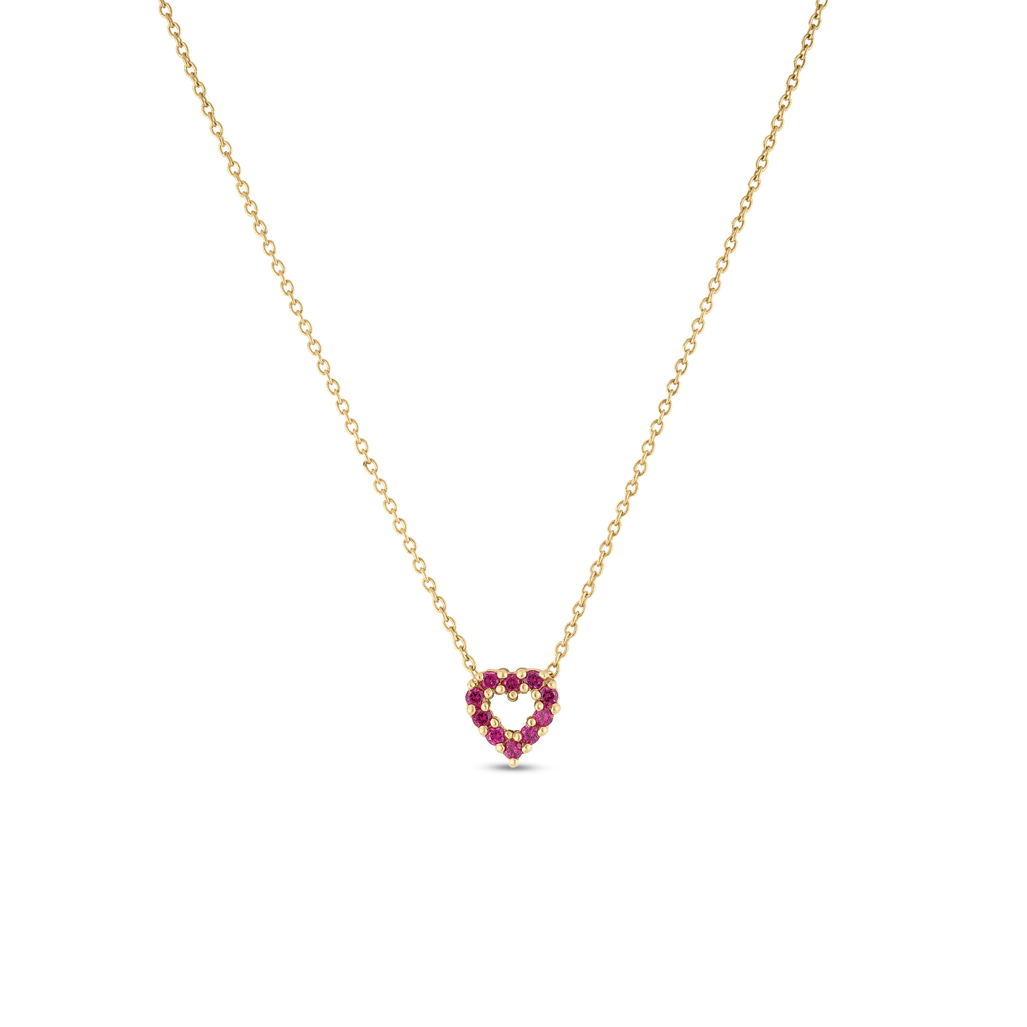 18K YELLOW GOLD TINY TREASURES RUBY AND DIAMOND REVERSIBLE HEART NECKLACE