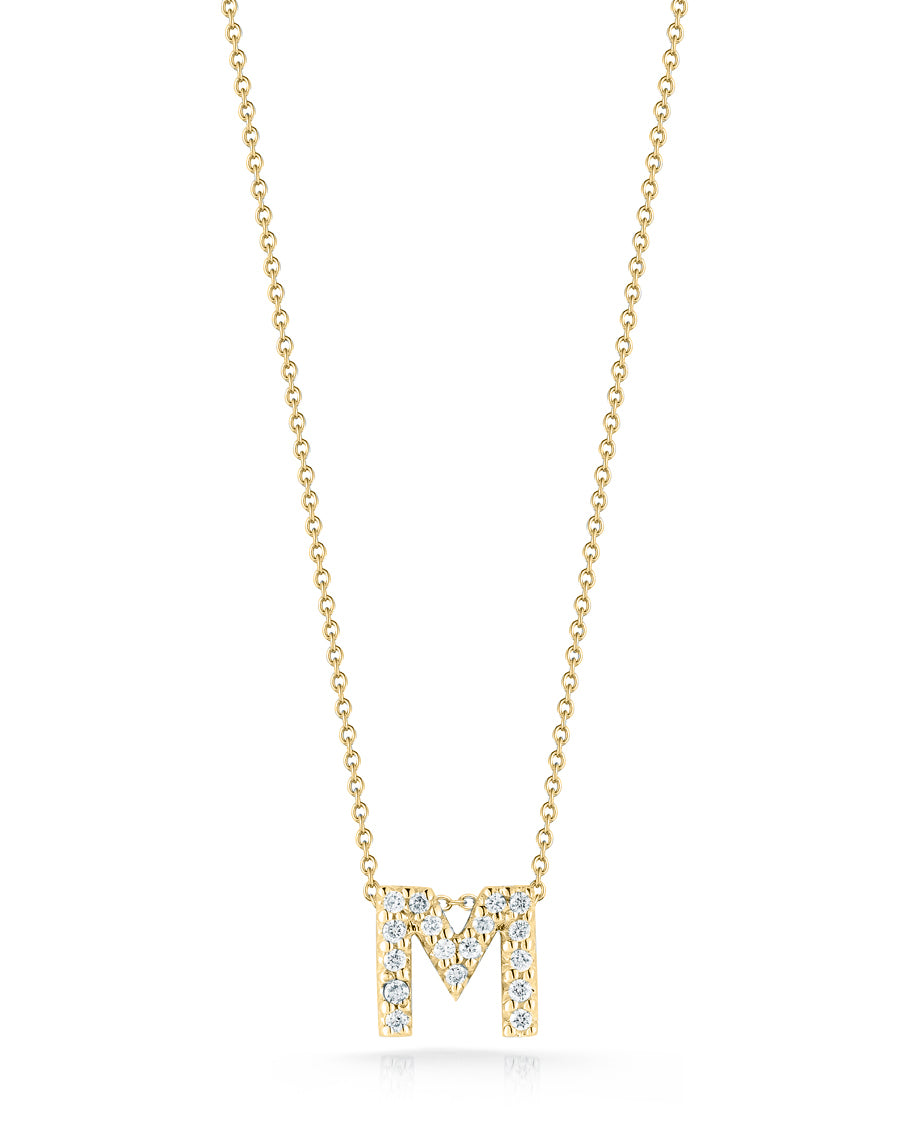 18K YELLOW GOLD AND DIAMOND "M" NECKLACE FROM THE TINY TREASURE COLLECTION