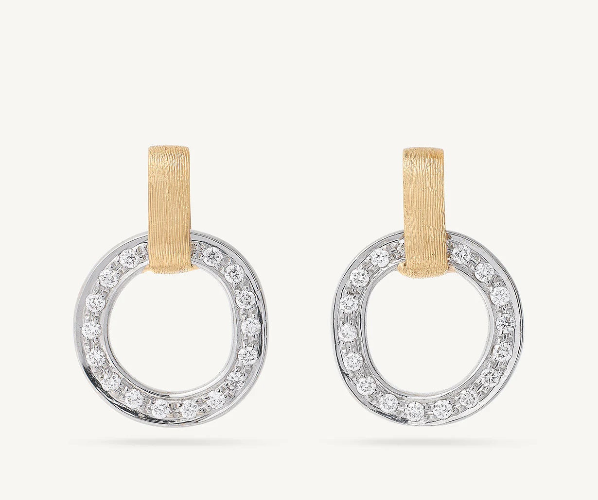 18K YELLOW & WHITE GOLD FLAT-LINK DIAMOND EARRINGS FROM THE JAIPUR LINK COLLECTION
