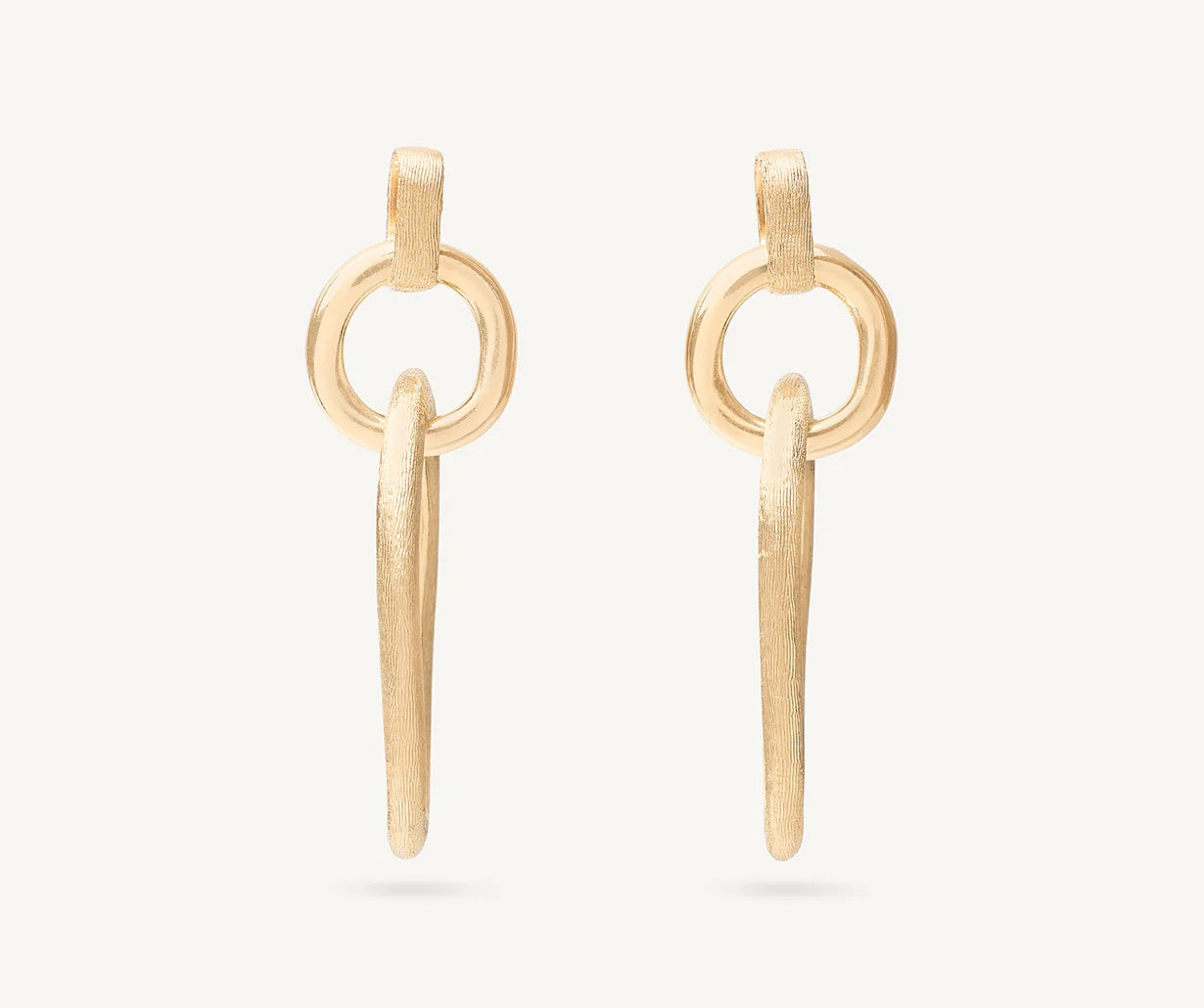 18K YELLOW GOLD POLISHED & ENGRAVED LINK DROP EARRINGS FROM THE JAIPUR LINK COLLECTION