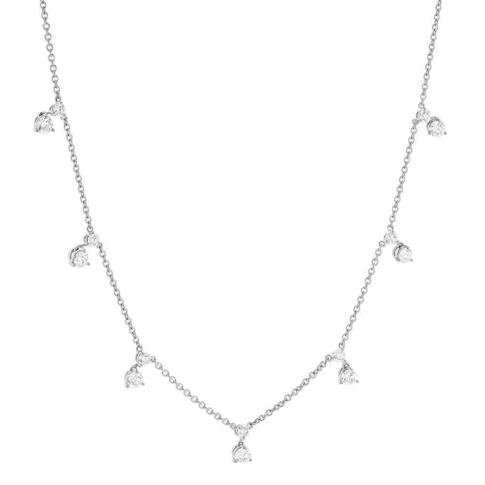 18K WHITE GOLD DIAMONDS BY THE INCH DANGLING 7 STATION NECKLACE