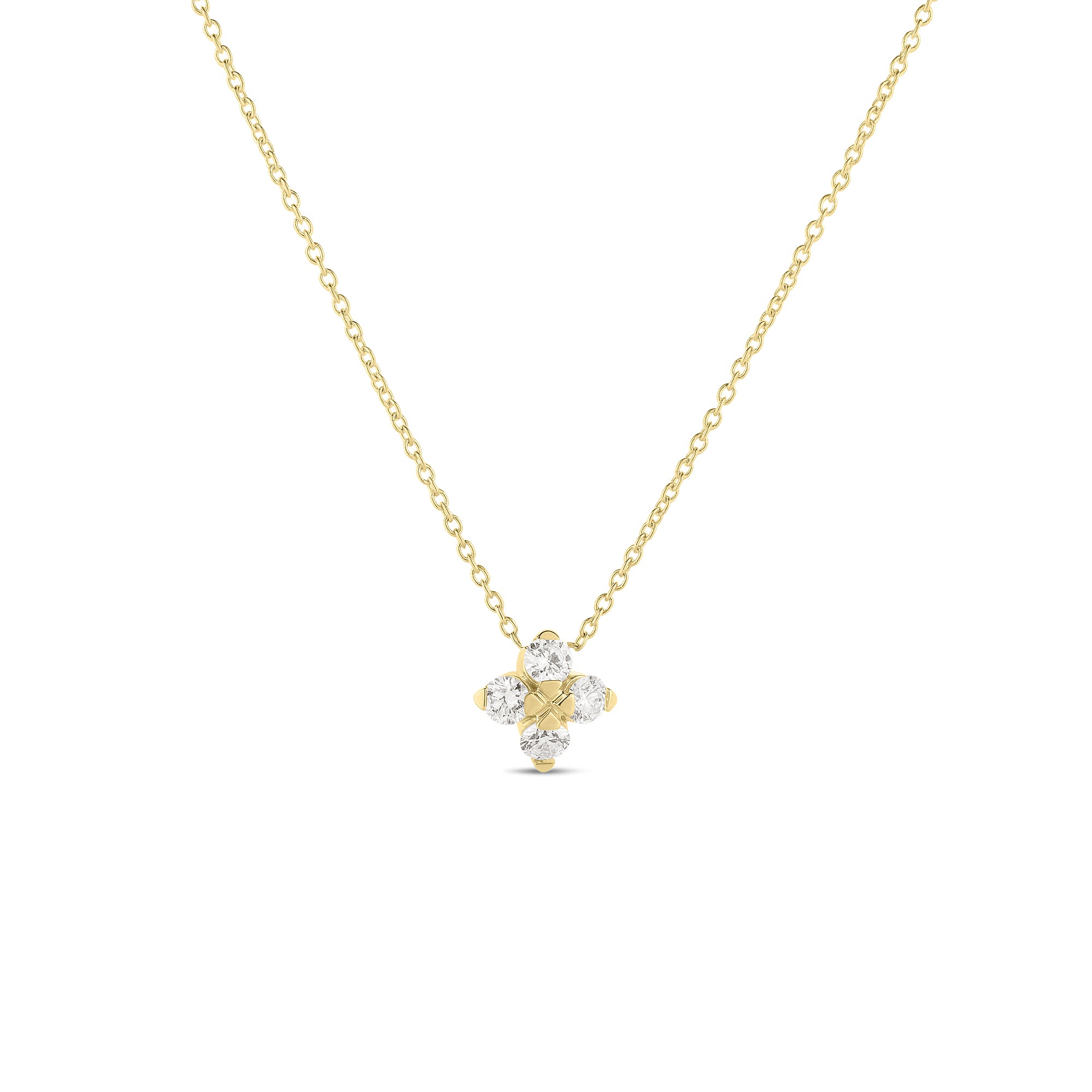 18K YELLOW GOLD LOVE IN VERONA SMALL FLOWER DIAMOND NECKLACE