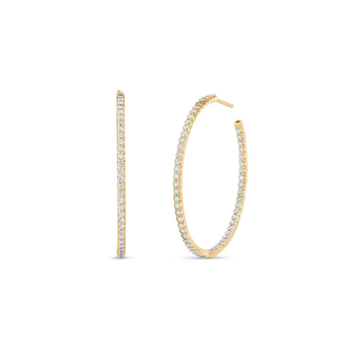 18K YELLOW GOLD DIAMOND INSIDE OUT HOOPS 1.10CT