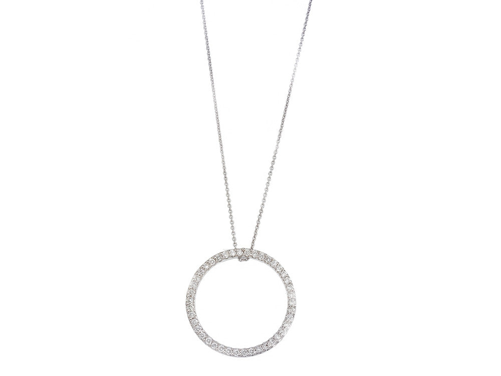 ROBERTO COIN 18K WHITE GOLD 0.62CT SI/G DIAMOND CIRCLE OF LIFE PENDANT FROM THE TINY TREASURES COLLECTION