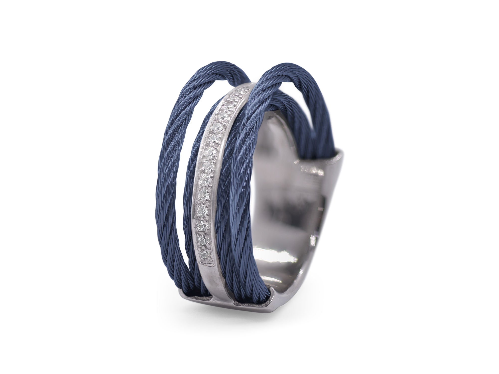 Blueberry Cable Petite Concave Ring with 18K Gold & Diamonds
