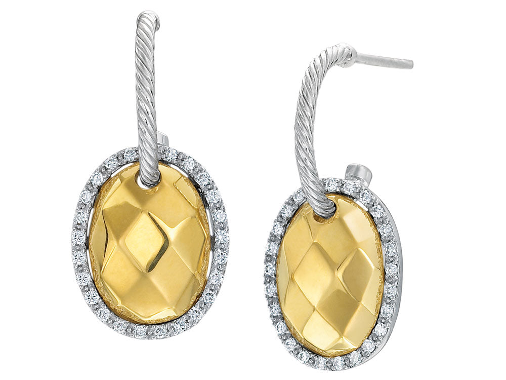 Alor 18 karat faceted Yellow Gold and White Gold with 0.26 total carat weight Diamonds. Imported.