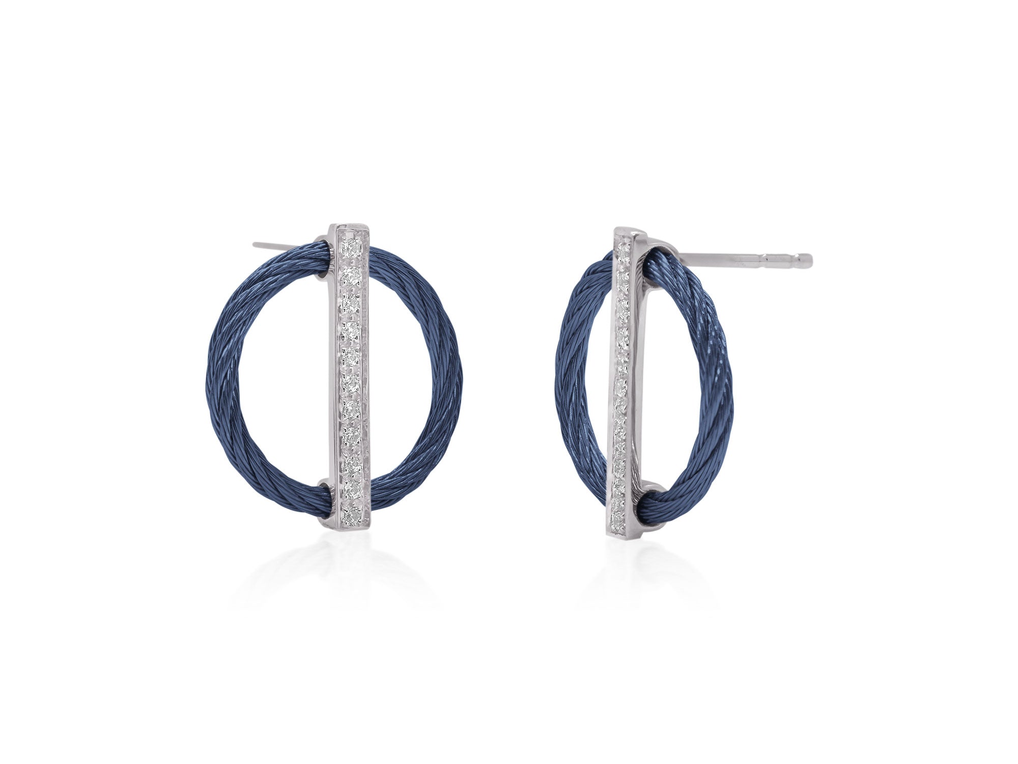 Blueberry Cable Full Circle Earrings with 18K Gold & Diamonds
