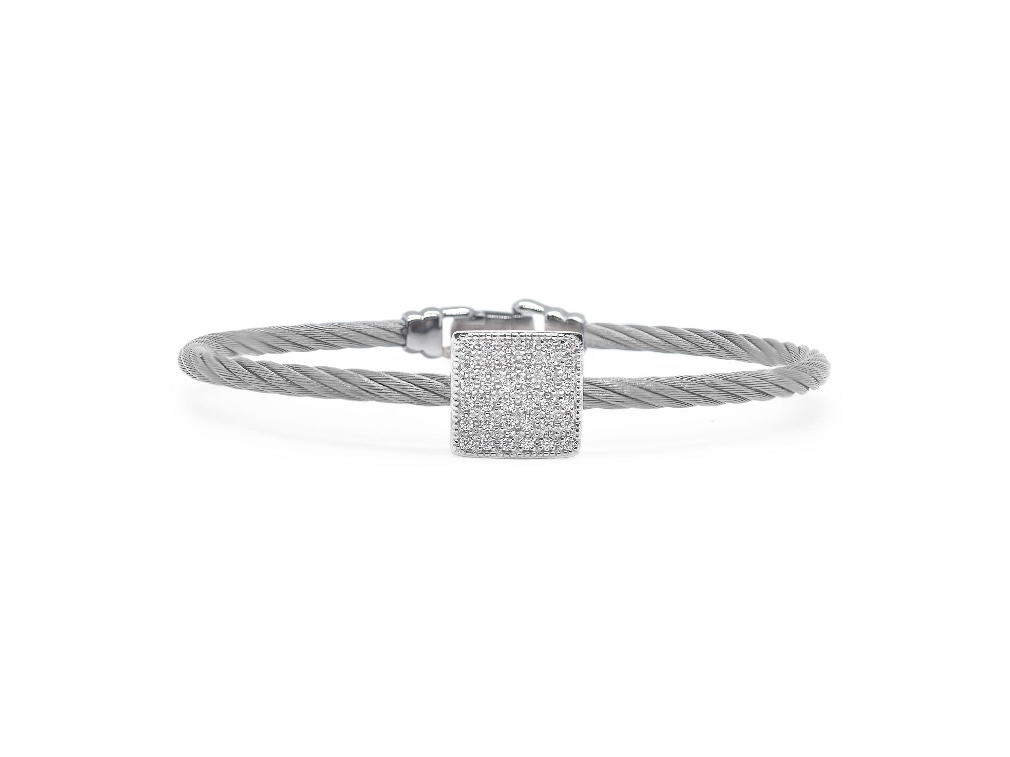 Grey Cable Taking Shapes Square Bracelet with 18K Gold & Diamonds