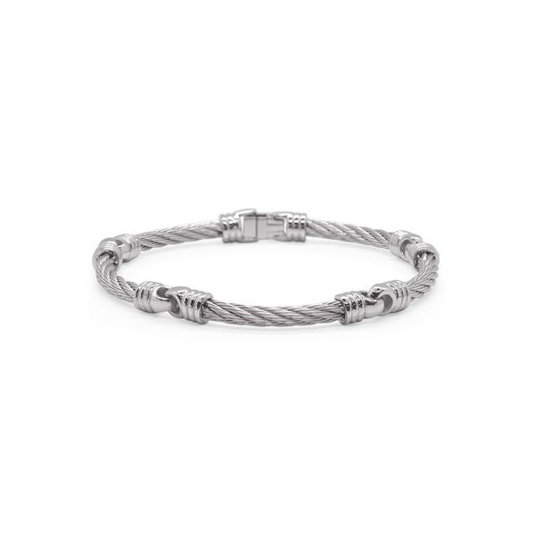 Mens Grey Cable Link Soft Bracelet