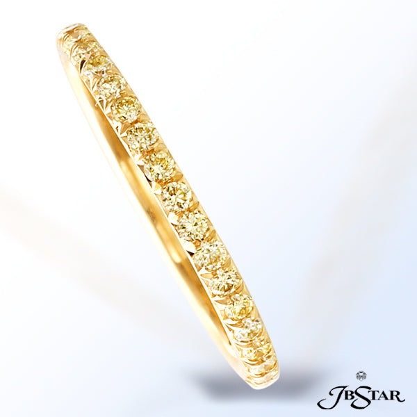 JB STAR 18 KY 1 SIDED DIAMOND BAND HANDCRAFTED WITH CAREFULLY MATCHED FANCY YELLOW ROUND DIAMONDS SE