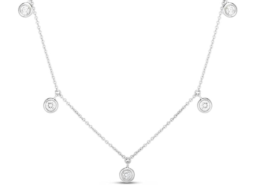 ROBERTO COIN 18KW 5 STATION NECKLACE .24 CT DIA