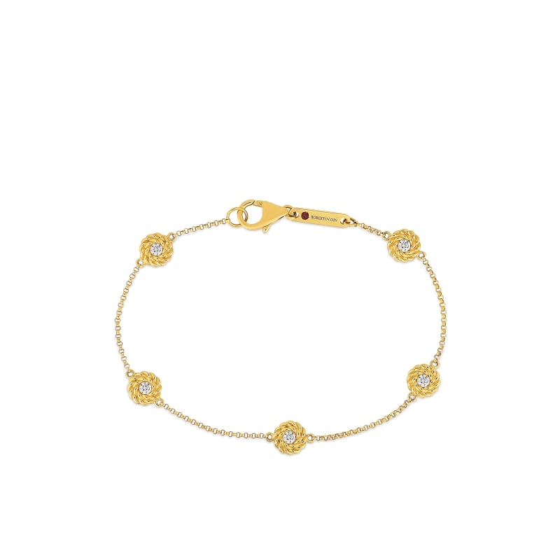 ROBERTO COIN 18KT GOLD BRACELET WITH DIAMOND STATIONS FROM THE NEW BAROCCO