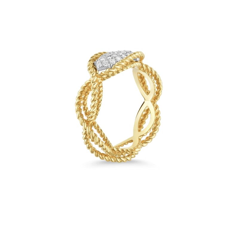 ROBERTO COIN 18KT GOLD 1 ROW RING WITH DIAMONDS FROM THE NEW BAROCCO