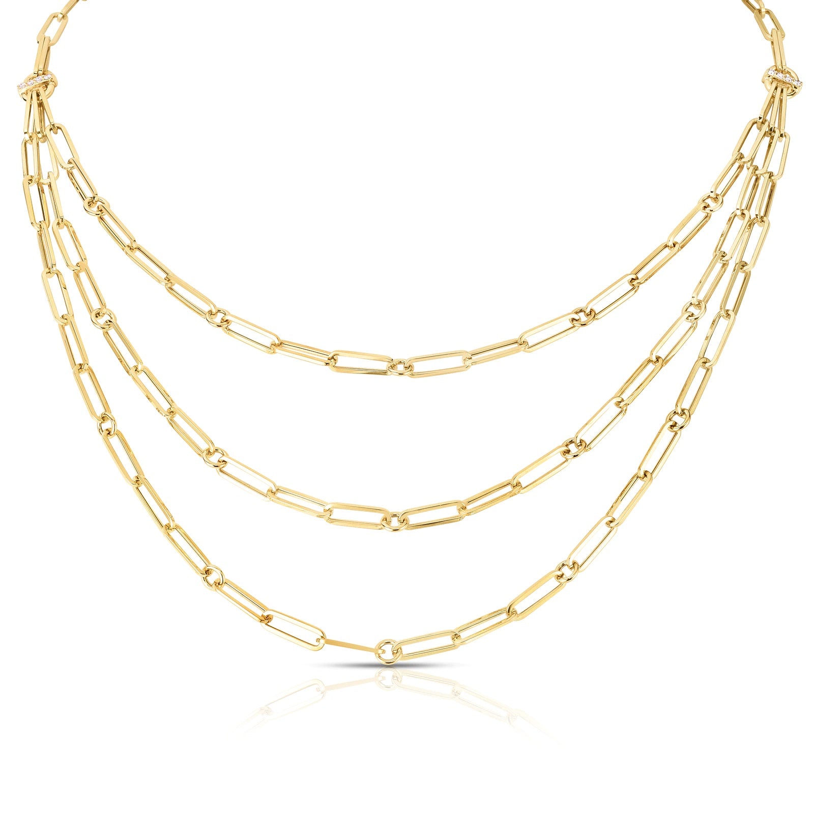 ROBERTO COIN 18K YELLOW GOLD TRIPLE PAPERCLIP NECKLACE