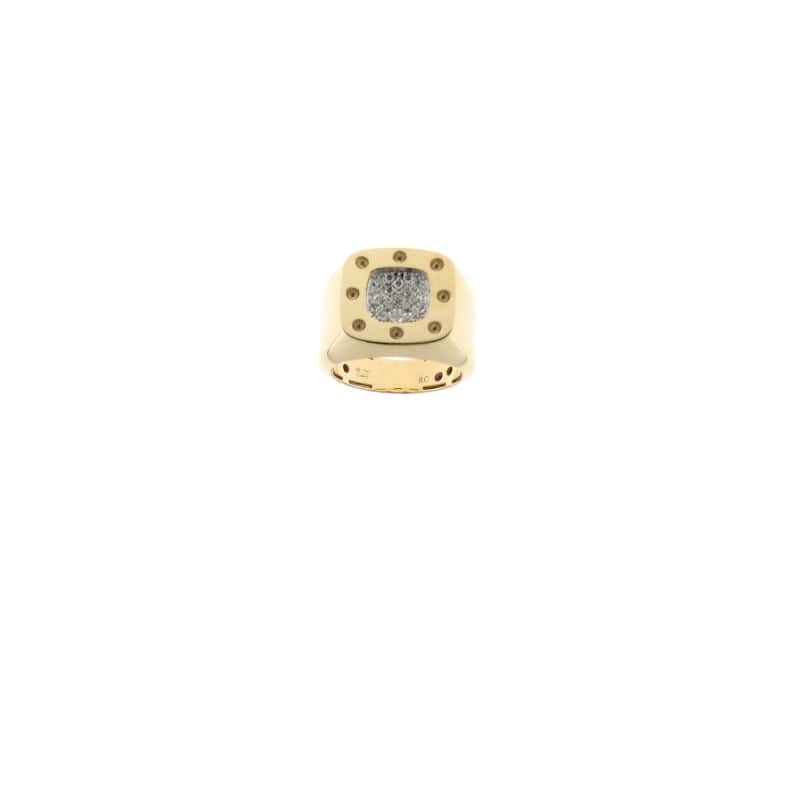 ROBERTO COIN 18KT GOLD DIAMOND SIGNET RING FROM THE POIS MOI
