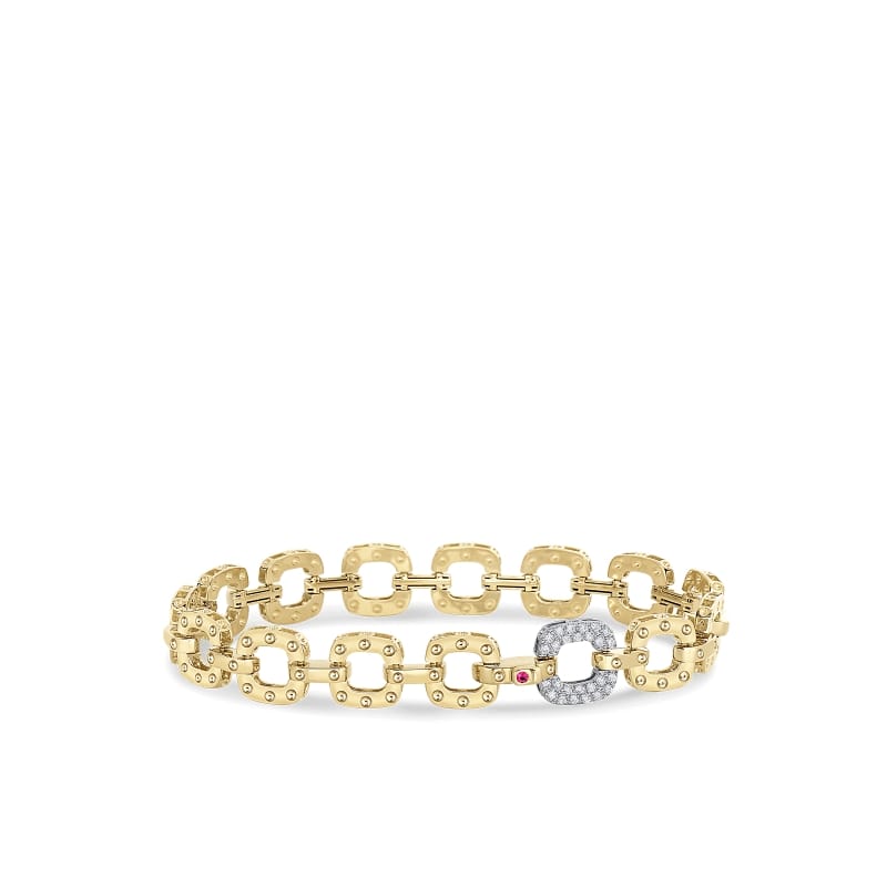 ROBERTO COIN 18KT GOLD BRACELET WITH DIAMOND LINK FROM THE POIS MOI