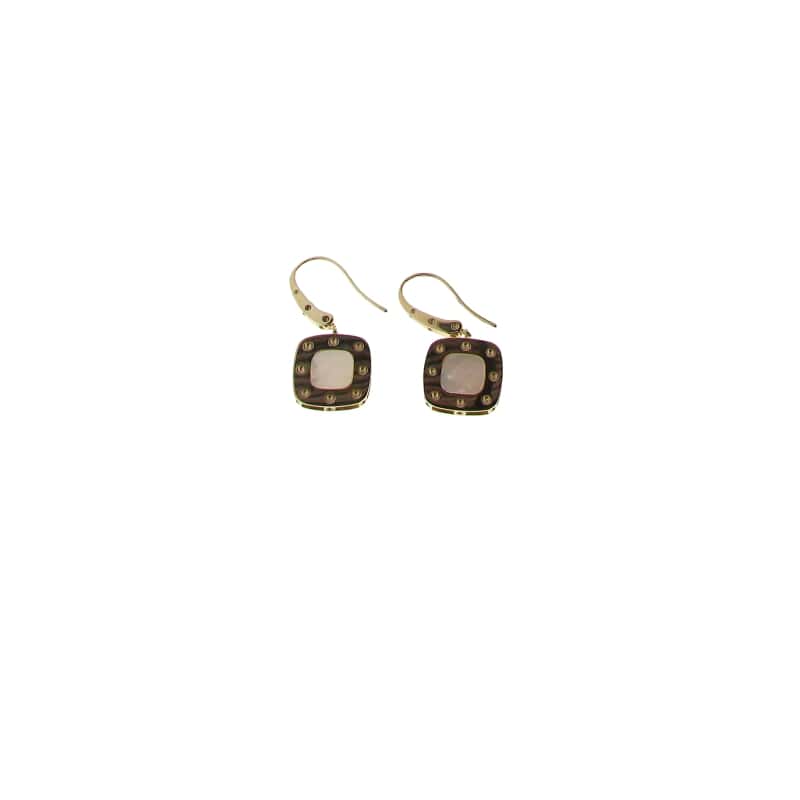 ROBERTO COIN 18KT GOLD DANGLE EARRINGS WITH MOTHER OF PEARL FROM THE POIS MOI