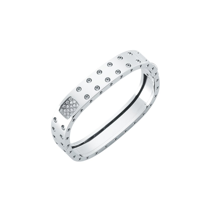 ROBERTO COIN 2-ROW-SQUARE-BANGLE-WITH-DIAMONDS FROM THE POIS MOI