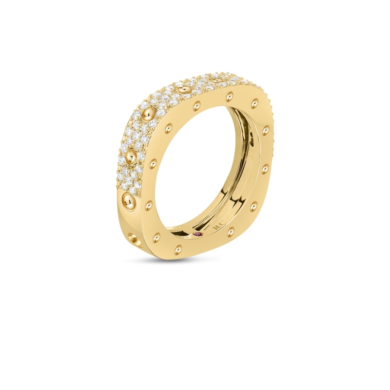 ROBERTO COIN 1-ROW-SQUARE-RING-WITH-DIAMONDS FROM THE POIS MOI