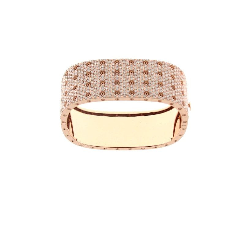 ROBERTO COIN 18KT GOLD 4 ROW PAVE DIAMOND BANGLE FROM THE POIS MOI