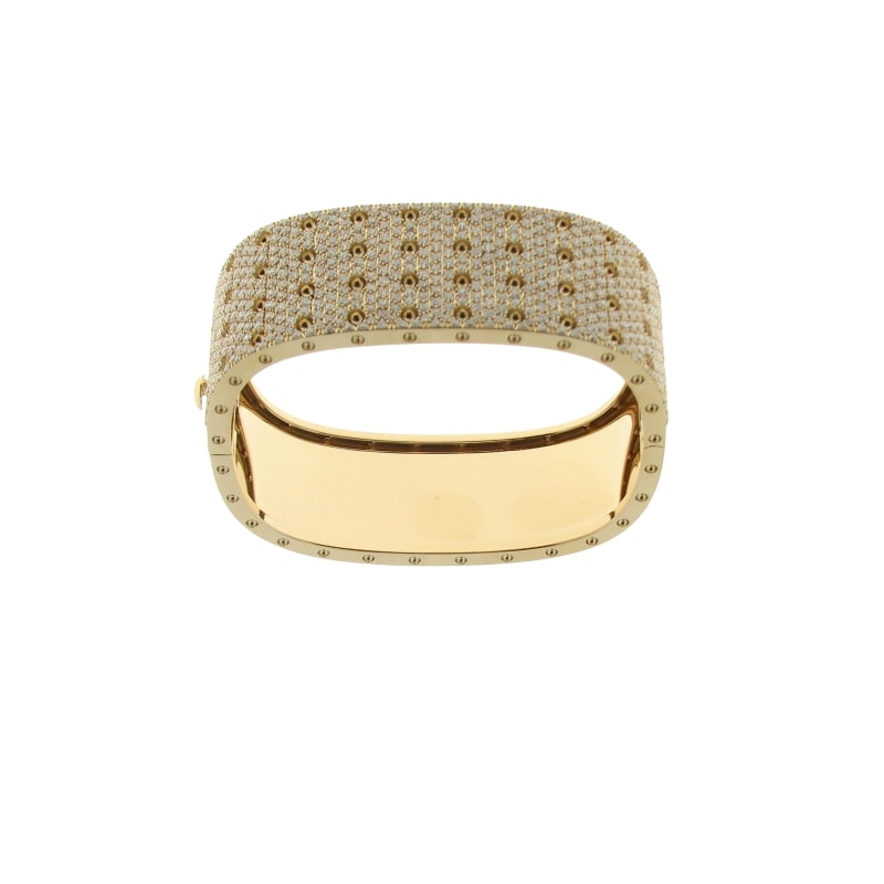 ROBERTO COIN 18KT GOLD 4 ROW PAVE DIAMOND BANGLE FROM THE POIS MOI