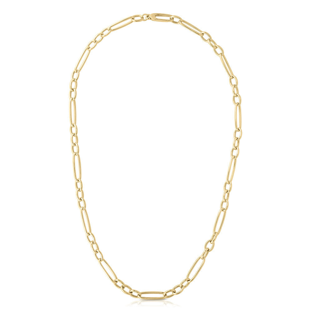 18K YELLOW GOLD ALTERNATING LONG AND SHORT OVAL CHAIN