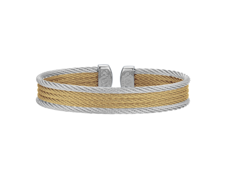 ALOR GREY/YELLOW STERLING SILVER CABLE CUFF