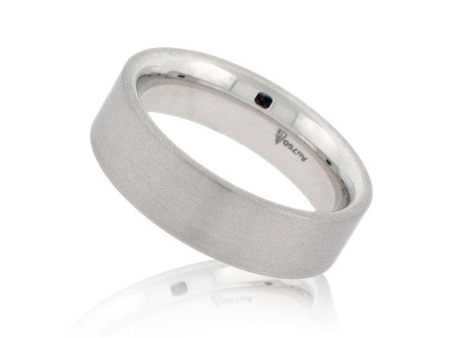 CHRISTIAN BAUER 18K WHITE GOLD SATIN FINISH WEDDING BAND FROM THE GENTLEMENS COLLECTION