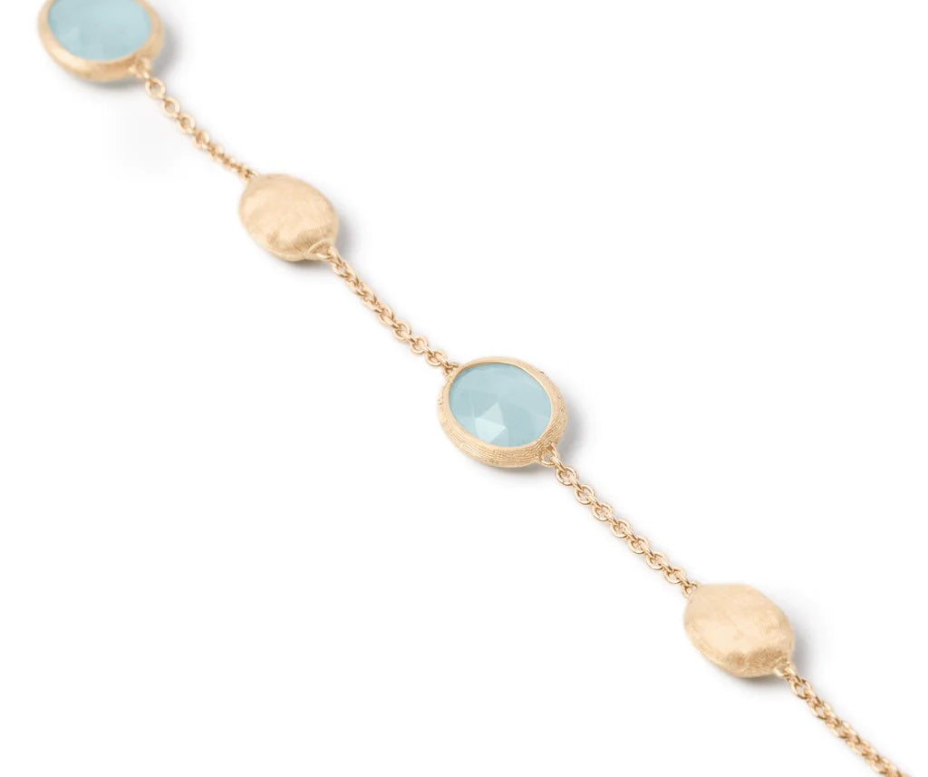 18K YELLOW GOLD AQUAMARINE BRACELET WITH BEAD STATIONS FROM THE SIVIGLIA COLLECTION