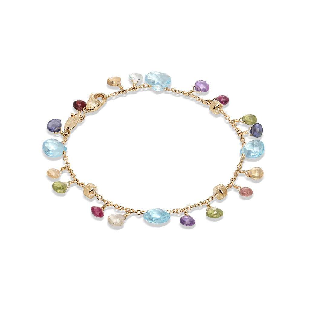18K YELLOW GOLD MIXED GEMSTONE SINGLE STRAND BRACELET FROM THE PARADISE COLLECTION