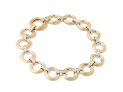 Jaipur Link Collection 18K Yellow & White Gold Flat-Link Single Row Diamond Bracelet