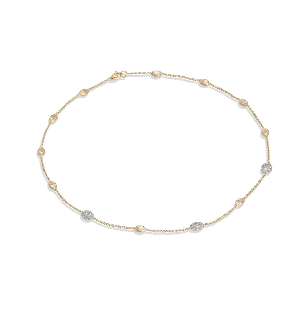 18K YELLOW GOLD AND DIAMOND SMALL BEAD NECKLACE FROM THE SIVIGLIA COLLECTION