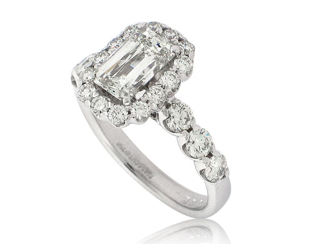 CHRISTOPHER 18K WHITE GOLD DIAMOND ENGAGEMENT RING WITH 1.53CT CENTER VS1/G GIA CERTIFIED AND 1.16CT SI1/I IN MOUNTING