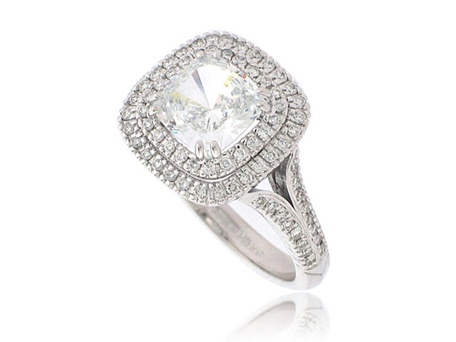 CHRISTOPHER DESIGNS 18K WHITE GOLD 0.36CT DIAMOND ENGAGEMENT RING MOUNTING (CENTER STONE SOLD SEPARATELY)