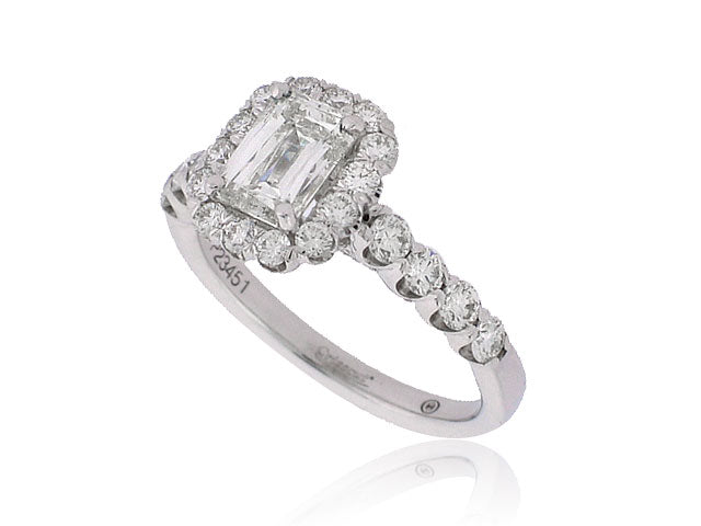 CHRISTOPHER DESIGNS 18K WHITE GOLD DIAMOND ENGAGEMENT RING WITH A 1.14CT VVS2/K CRISSCUT DIAMOND IN CENTER AND 0.83CT SI/I DIAMONDS IN MOUNTING