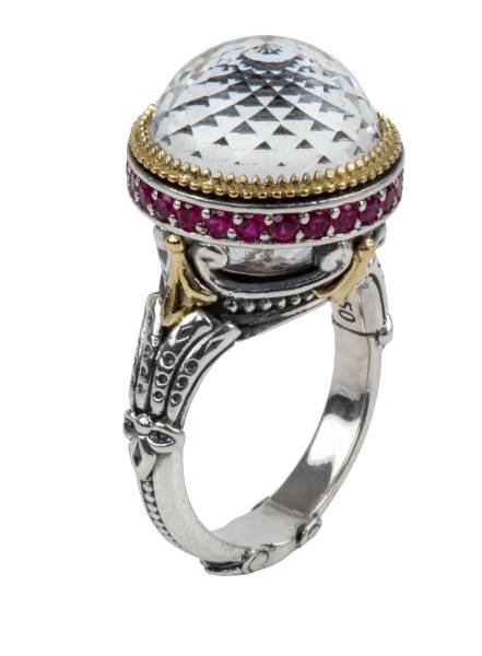 KONSTANTINO STERLING SILVER & 18K GOLD RING CRYSTAL CORUNDUM FROM THE PYTHIA COLLECTION