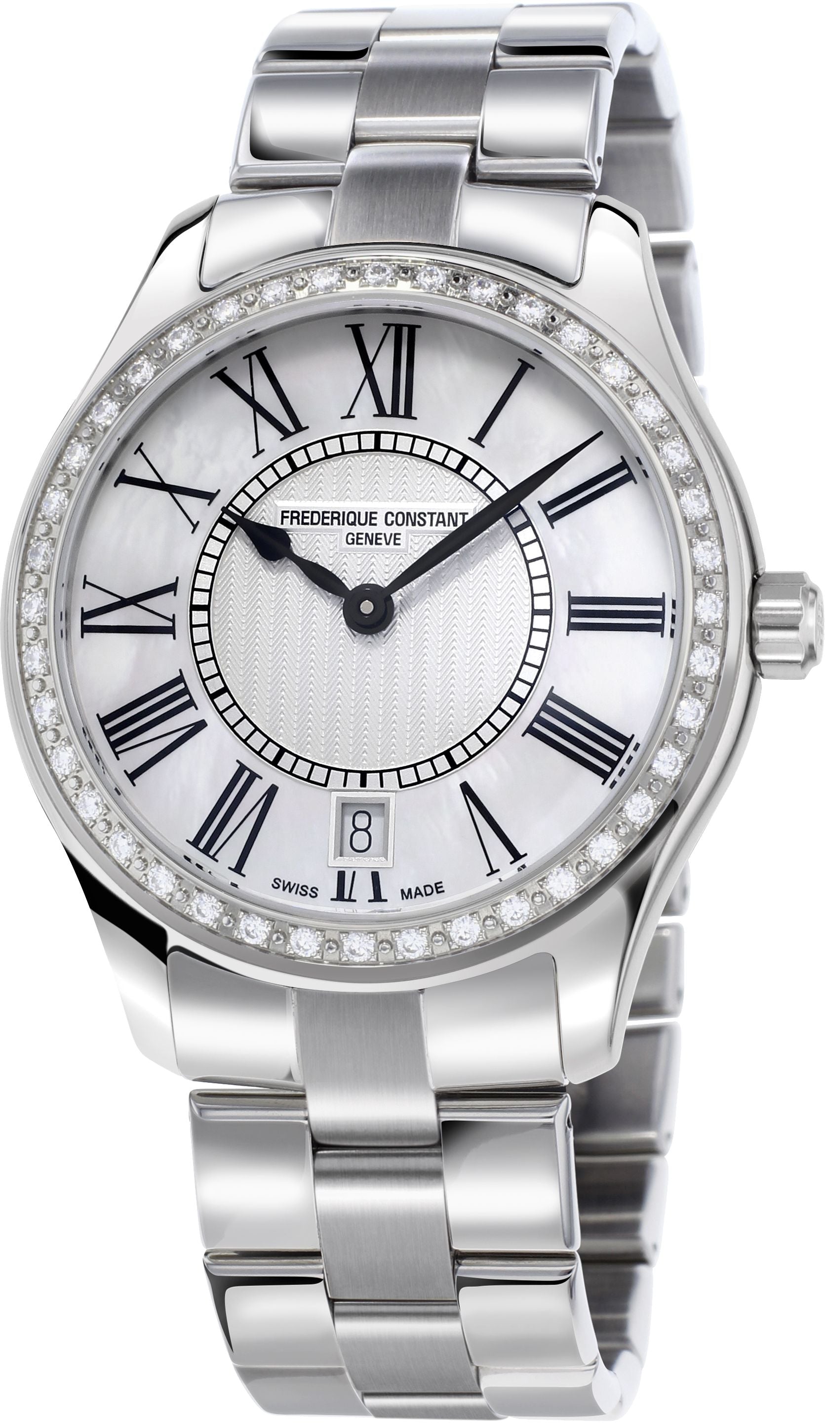 Classic Mother of Pearl and Diamond Stainless Steel Quartz Watch