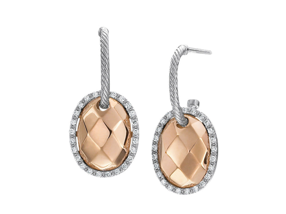 Alor 18 karat faceted Rose Gold and White Gold with 0.26 total carat weight Diamonds. Imported.