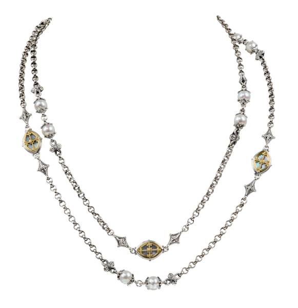 KONSTANTINO STERLING SILVER & 18K GOLD NECKLACE MOTHER OF PEARL PEARL FROM THE HESTIA COLLECTION