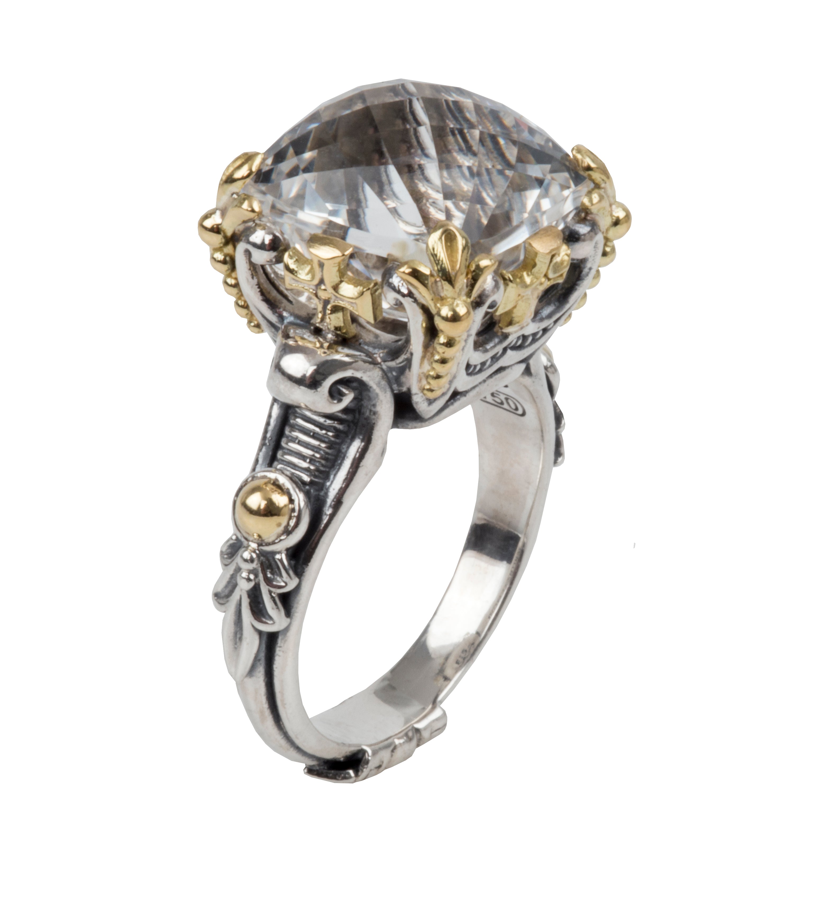KONSTANTINO STERLING SILVER AND 18K YELLOW GOLD CRYSTAL RING FROMTHE PYTHIA COLLECTION