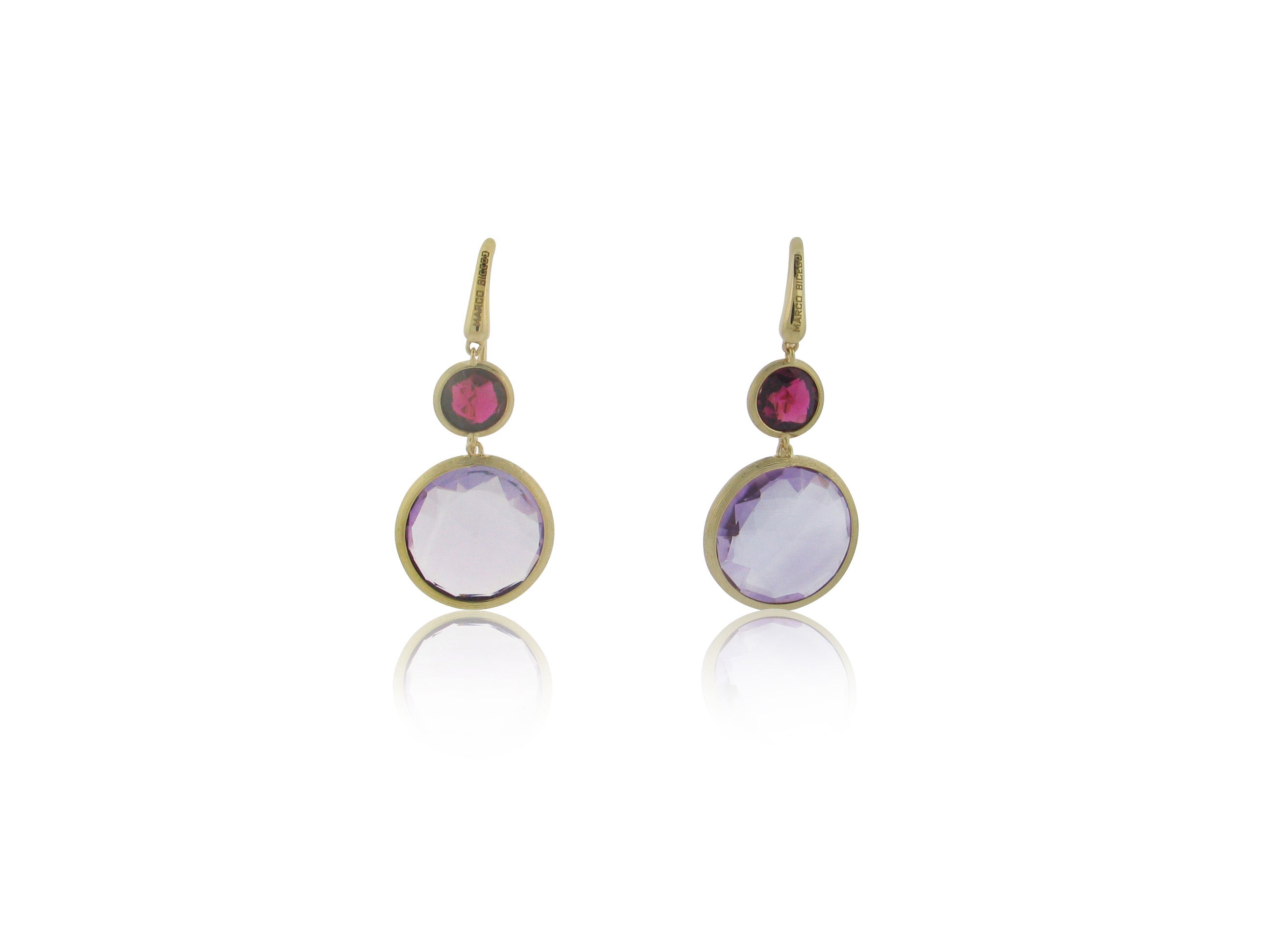 MARCO BICEGO 18K YELLOW GOLD PTOURMALINE AND AMETHYST DANGLE EARRINGS FROM THE JAIPUR COLLECTION