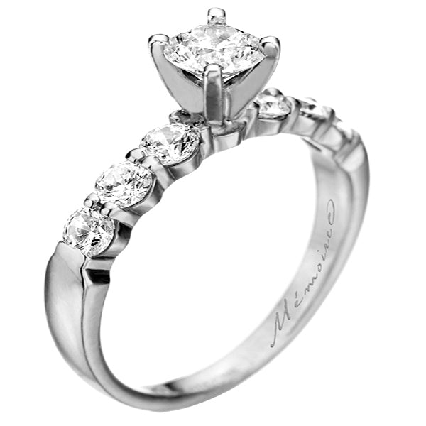 MEMOIRE 18K WHITE GOLD 0.43CT DIAMOND ENGAGEMENT RING MOUNTING (CENTER STONE SOLD SEPARATELY) FROM THE PETITE PRONG COLLECTION