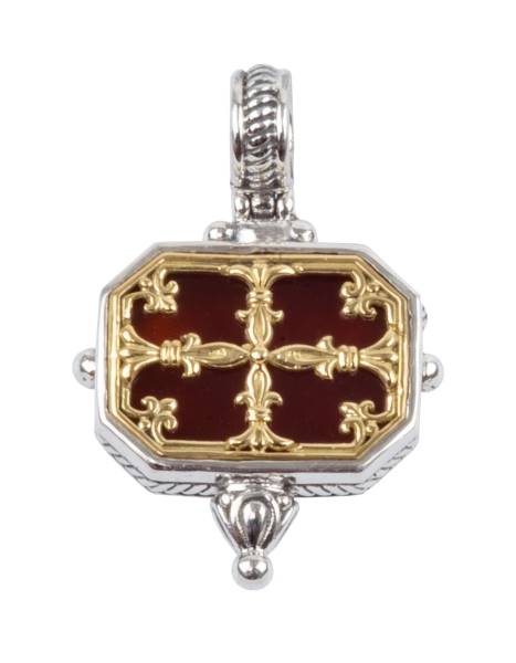 KONSTANTINO STERLING SILVER & 18K GOLD PENDANT CARNELIAN FROM THE HESTIA COLLECTION
