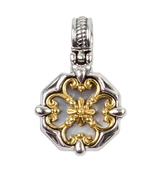 KONSTANTINO STERLING SILVER & 18K GOLD PENDANT MOTHER OF PEARL FROM THE HESTIA COLLECTION