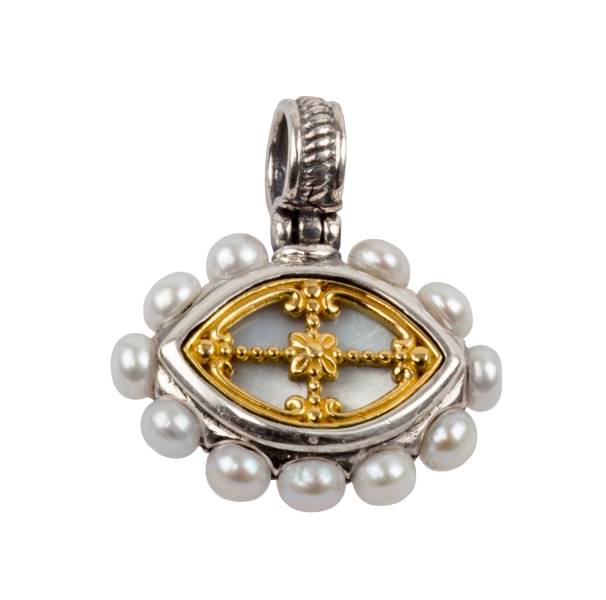 KONSTANTINO STERLING SILVER & 18K GOLD RING MOTHER OF PEARL PEARL FROM THE HESTIA COLLECTION