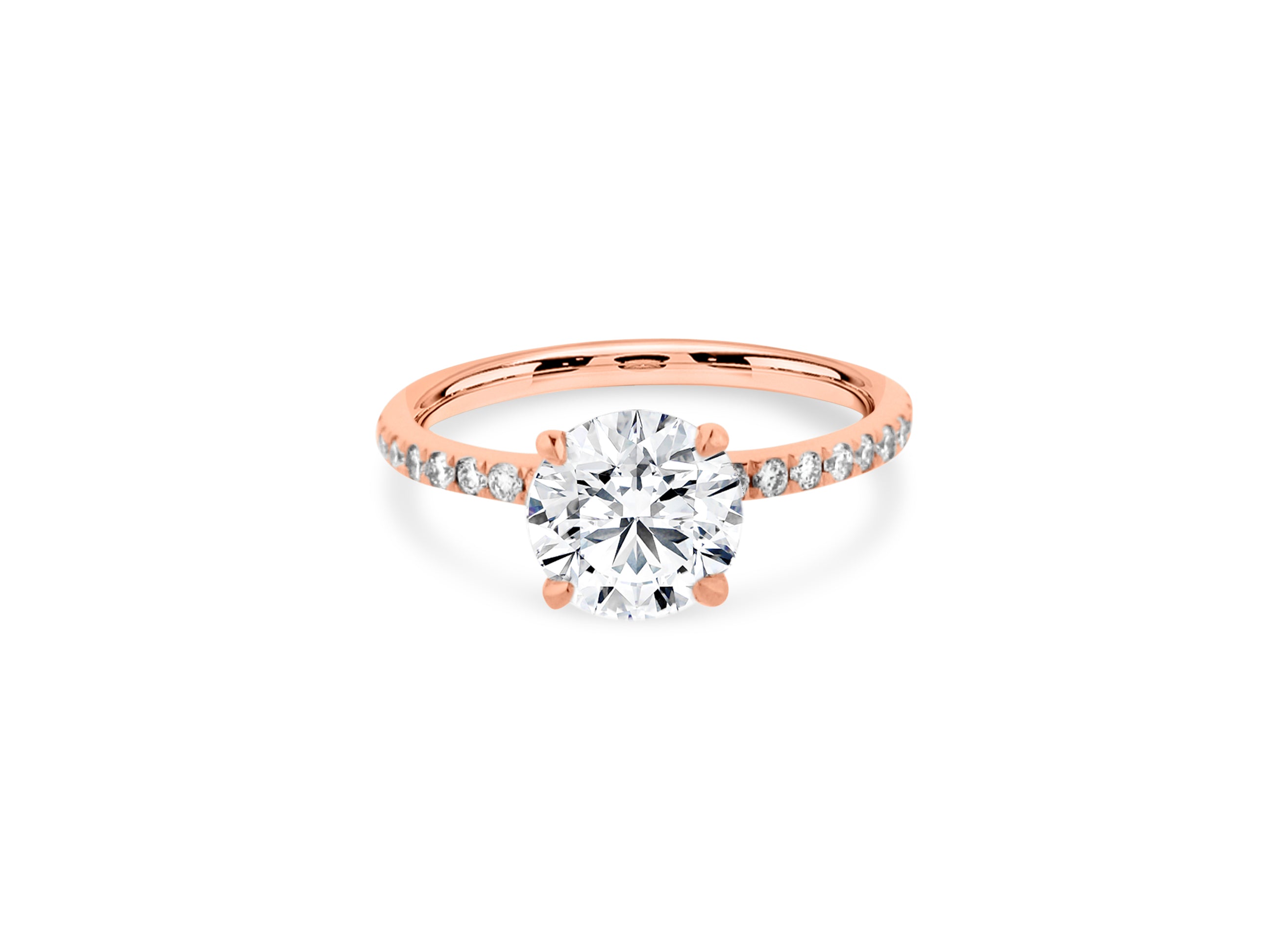 PRIVE'18K ROSE GOLD 1.65CT SI1 CLARITY AND F COLOR ROUND  SWAROVSKI LAB GROWN DIAMOND WITH .32CT VS/G  NATURAL DIAMOND ACCENTS - CERTIFIED XXX