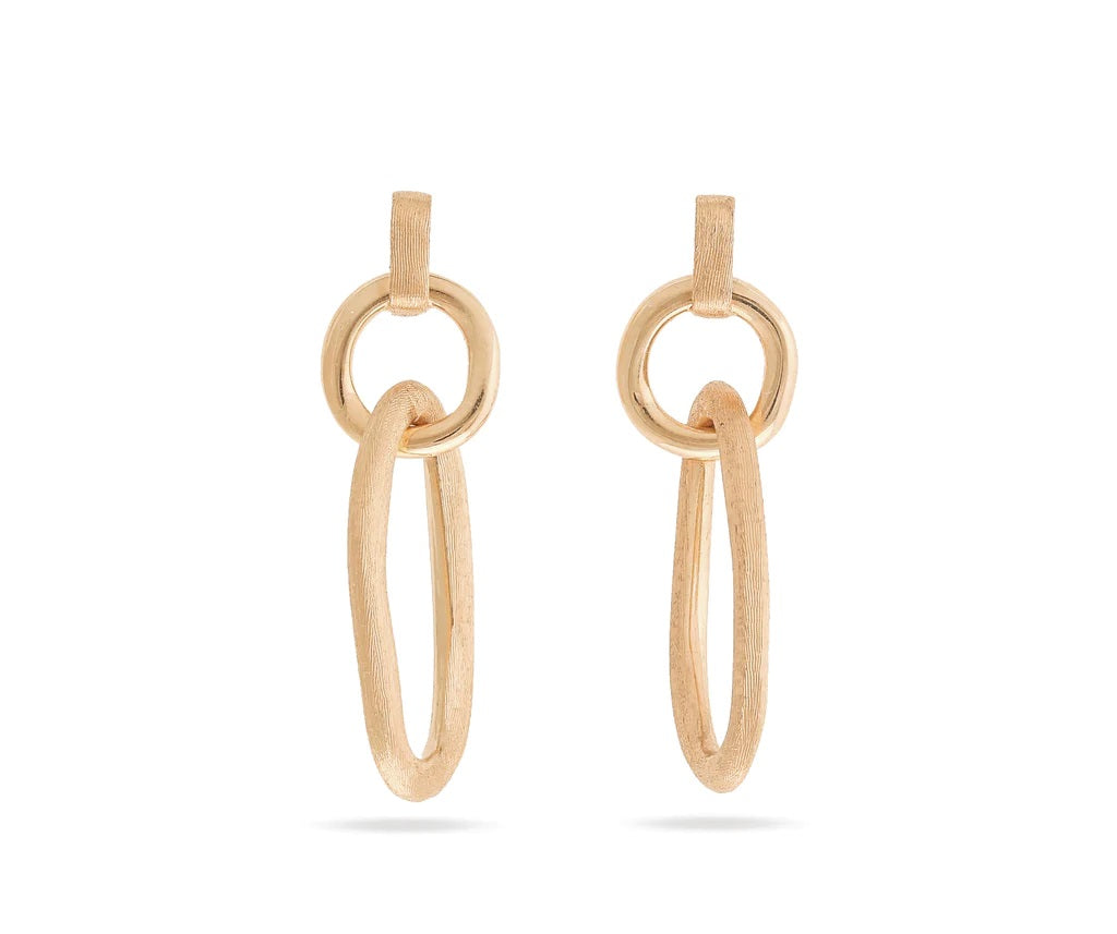 18K YELLOW GOLD POLISHED & ENGRAVED LINK DROP EARRINGS FROM THE JAIPUR LINK COLLECTION