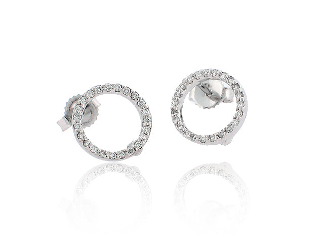 ROBERTO COIN 18K WHITE GOLD 0.20CT SI/G DIAMOND CIRCLE STUD EARRINGS FROM THE DIAMOND COLLECTION