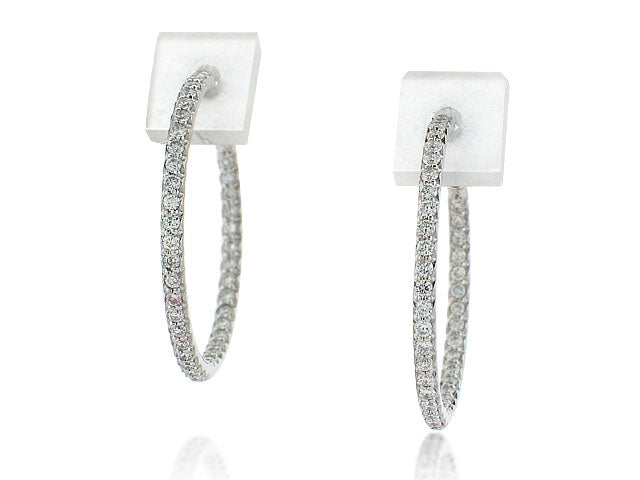 ROBERTO COIN 18K WHITE GOLD 0.80CT SI/G  INSIDE OUT DIAMOND HOOP EARRINGS FROM THE DIAMOND COLLECTION