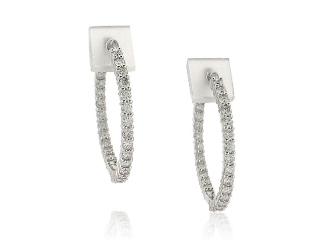 ROBERTO COIN 18K WHITE GOLD 2.84CT SI/G DIAMOND INSIDE OUT HOOP EARRINGS FROM THE DIAMOND COLLECTION